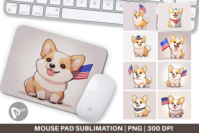 Mouse Pad Patriotic Corgi Sublimation artnoy 