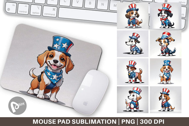 Mouse Pad Patriotic Dog Sublimation artnoy 
