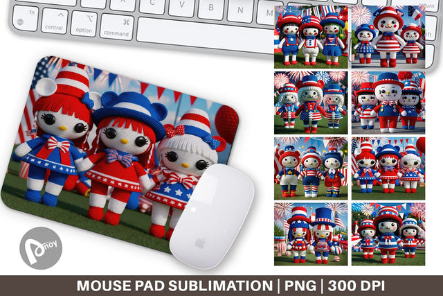 Mouse Pad Patriotic Doll Crochet Sublimation artnoy 
