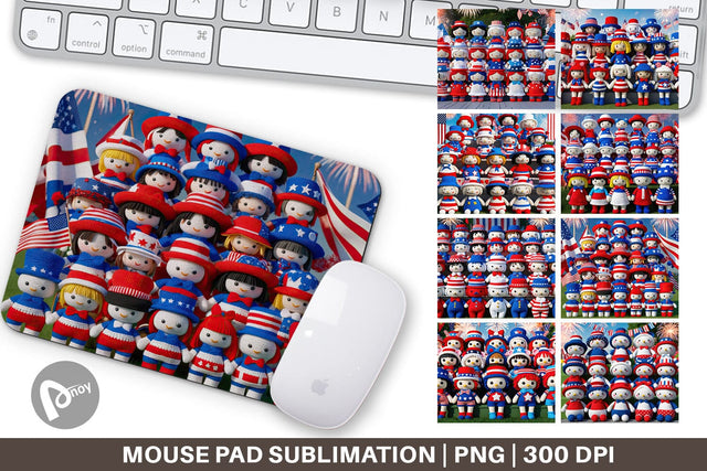 Mouse Pad Patriotic Dolls Crochet Sublimation artnoy 