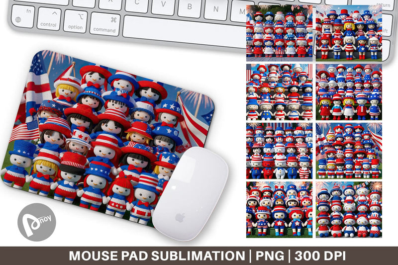 Mouse Pad Patriotic Dolls Crochet Sublimation artnoy 