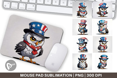 Mouse Pad Patriotic Owl Sublimation artnoy 
