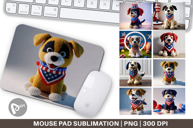 Mouse Pad Patriotic Puppy Crochet Sublimation artnoy 