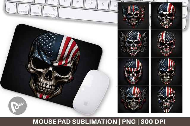 Mouse Pad Patriotic Skull Sublimation artnoy 