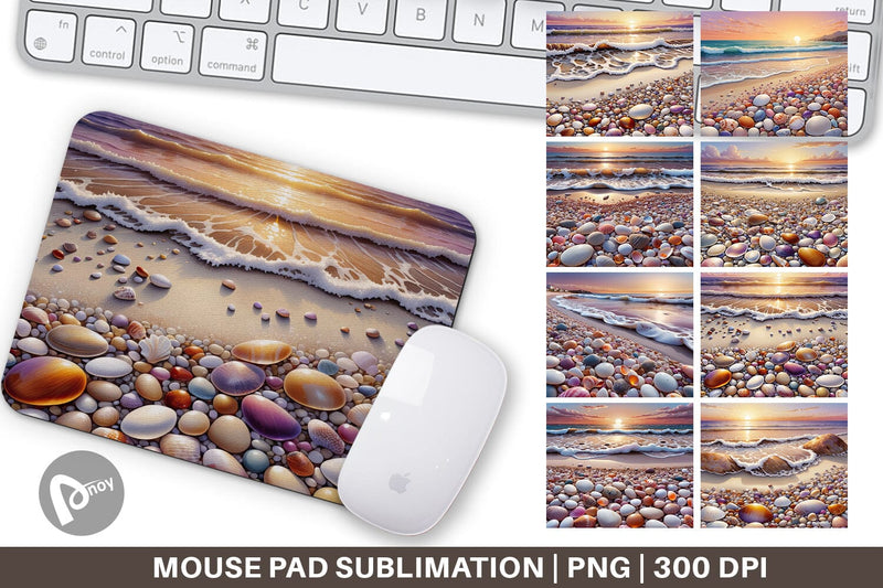 Mouse Pad Pebbles and Shells Sublimation artnoy 