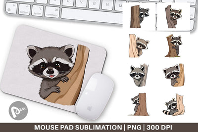 Mouse Pad Peeking Raccoon Sublimation artnoy 