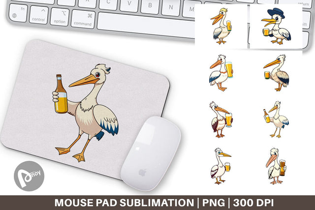 Mouse Pad Pelican Beer Day Sublimation artnoy 