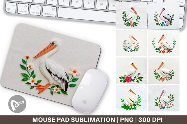 Mouse Pad Pelican Embroidery Sublimation artnoy 