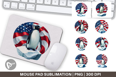 Mouse Pad Penguin 4th of July Sublimation artnoy 