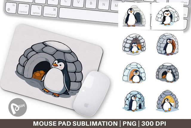 Mouse Pad Penguin and Igloo Sublimation artnoy 
