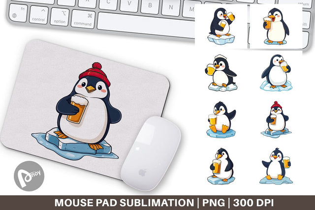 Mouse Pad Penguin Beer Day Sublimation artnoy 
