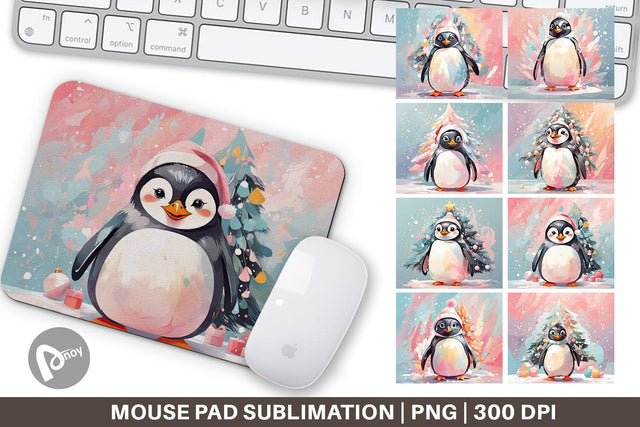 Mouse Pad Penguin Christmas Painting Sublimation artnoy 