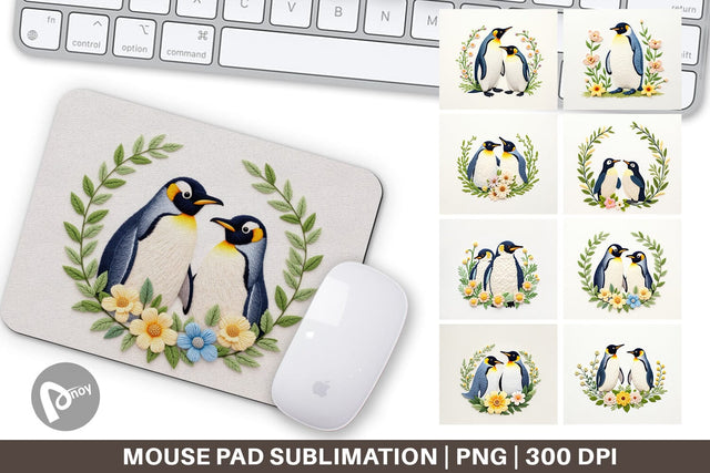 Mouse Pad Penguin Embroidery Sublimation artnoy 