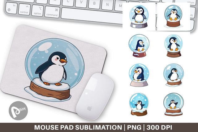 Mouse Pad Penguin in a Snow Globe Sublimation artnoy 