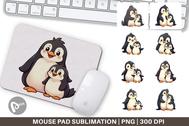 Mouse Pad Penguin Mother's Day Sublimation artnoy 
