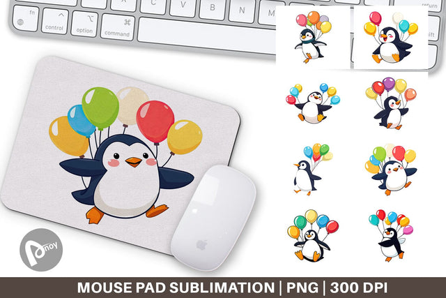 Mouse Pad Penguin with Balloons Sublimation artnoy 