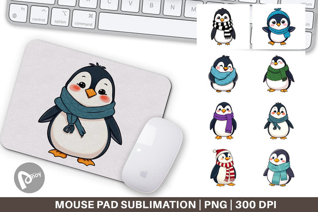 Mouse Pad Penguin with Scarf Sublimation artnoy 