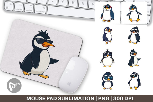 Mouse Pad Penguin with Sunglasses Sublimation artnoy 