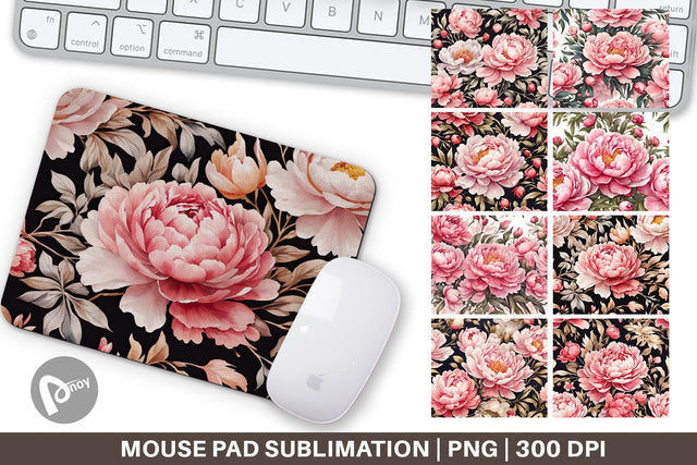Mouse Pad Peony Pattern Sublimation artnoy 
