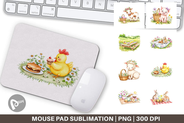 Mouse Pad Picnic with Farm Animal Sublimation artnoy 