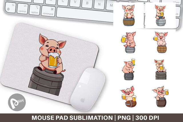 Mouse Pad Pig Beer Day Sublimation artnoy 
