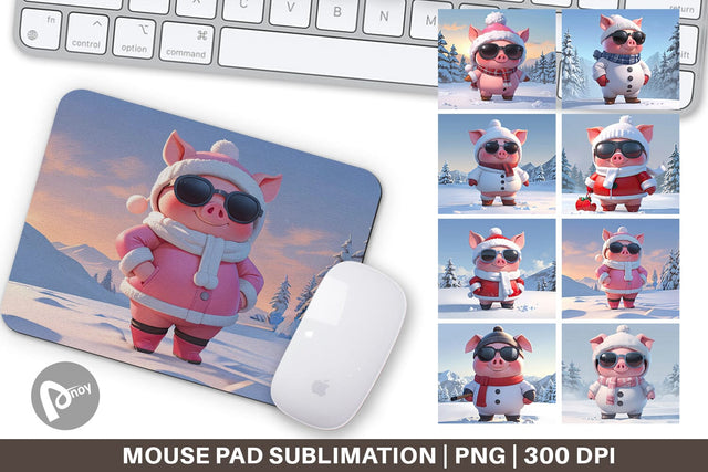 Mouse Pad Pig Christmas Sublimation artnoy 