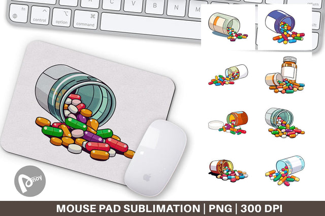Mouse Pad Pill Bottle Sublimation artnoy 