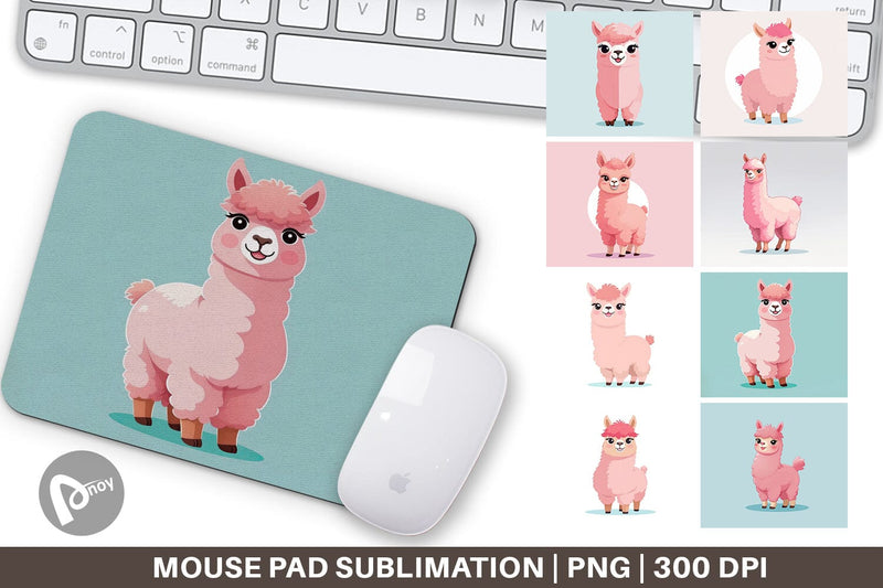 Mouse Pad Pink Alpaca Valentine Sublimation artnoy 