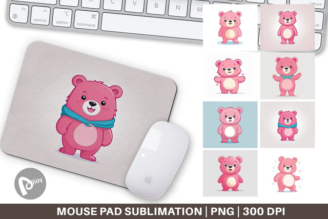 Mouse Pad Pink Bear Valentine Sublimation artnoy 
