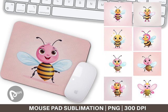 Mouse Pad Pink Bee Valentine Sublimation artnoy 