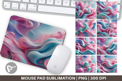 Mouse Pad Pink Blue Fluid Wave Sublimation artnoy 