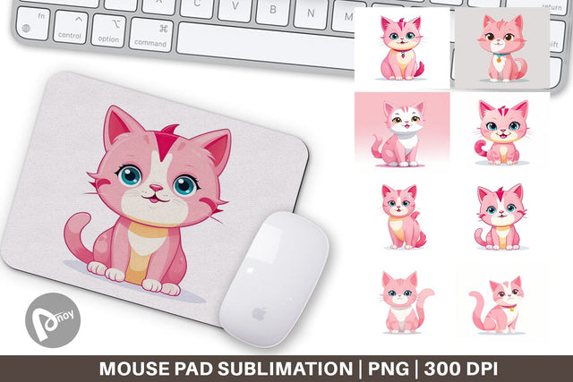 Mouse Pad Pink Cat Valentine Sublimation artnoy 