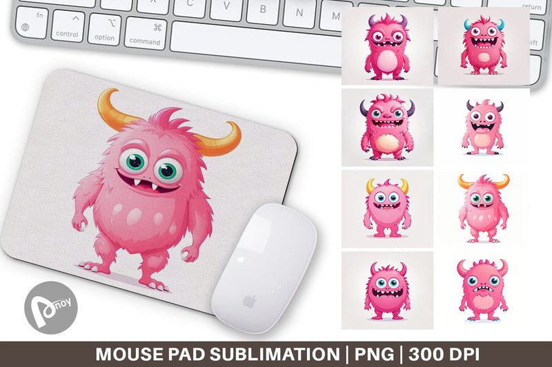 Mouse Pad Pink Classic Monster Valentine Sublimation artnoy 