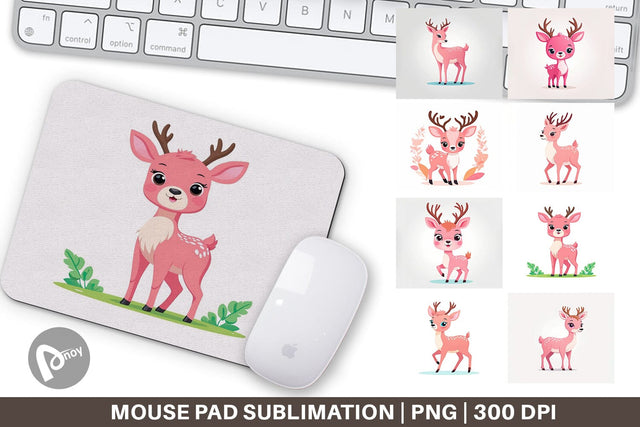 Mouse Pad Pink Deer Valentine Sublimation artnoy 