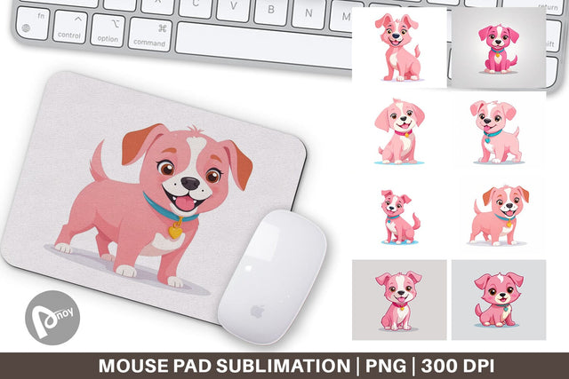 Mouse Pad Pink Dog Valentine Sublimation artnoy 