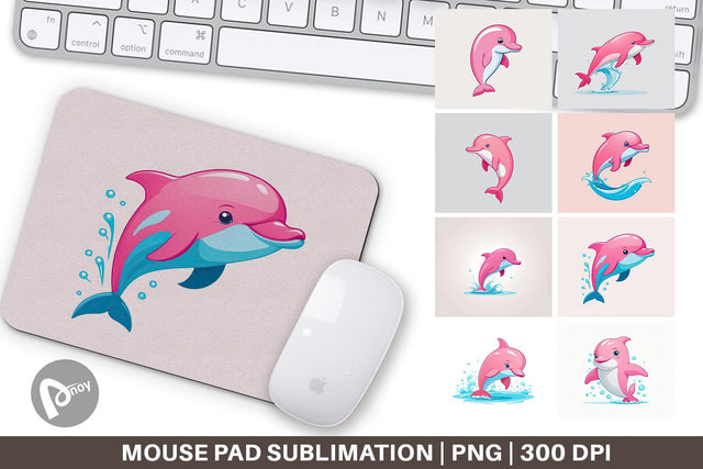 Mouse Pad Pink Dolphin Valentine Sublimation artnoy 