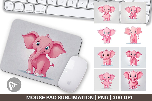 Mouse Pad Pink Elephant Valentine Sublimation artnoy 