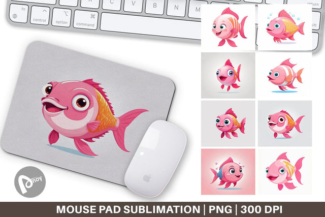 Mouse Pad Pink Fish Valentine Sublimation artnoy 