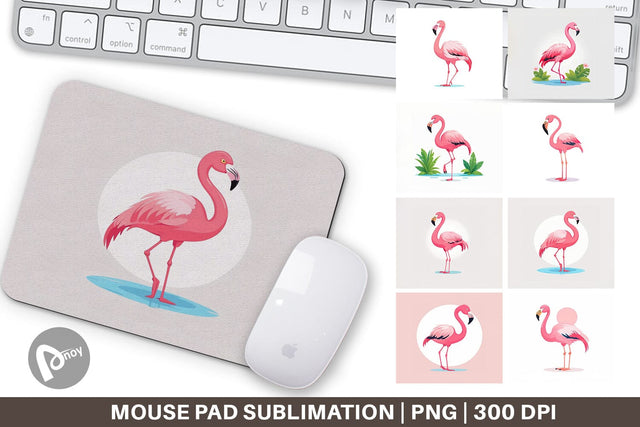 Mouse Pad Pink Flamingo Valentine Sublimation artnoy 