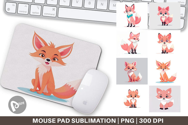 Mouse Pad Pink Fox Valentine Sublimation artnoy 