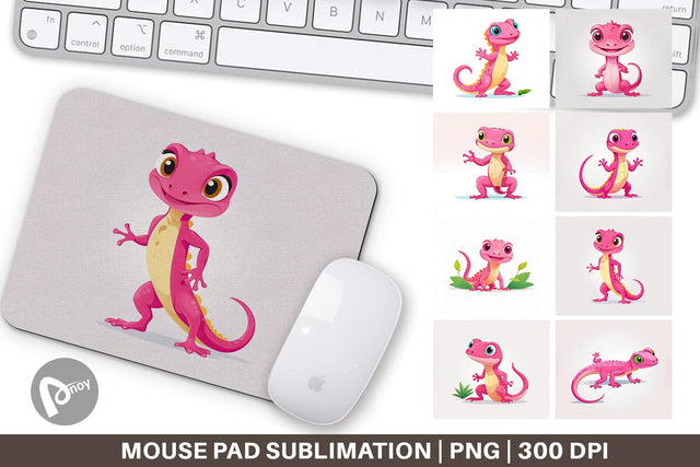 Mouse Pad Pink Gecko Valentine Sublimation artnoy 