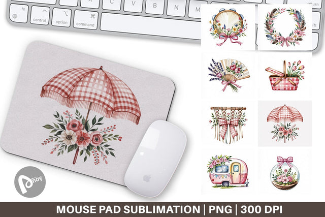Mouse Pad Pink Gingham Summer Sublimation artnoy 