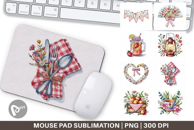 Mouse Pad Pink Gingham Summer Sublimation artnoy 