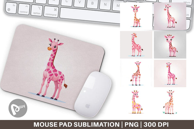 Mouse Pad Pink Giraffe Valentine Sublimation artnoy 