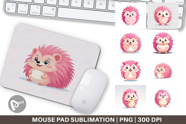 Mouse Pad Pink Hedgehog Valentine Sublimation artnoy 