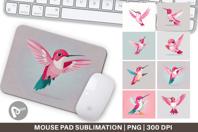 Mouse Pad Pink Hummingbird Valentine Sublimation artnoy 