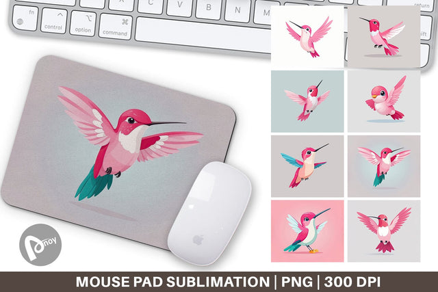 Mouse Pad Pink Hummingbird Valentine Sublimation artnoy 