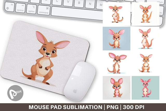 Mouse Pad Pink Kangaroo Valentine Sublimation artnoy 