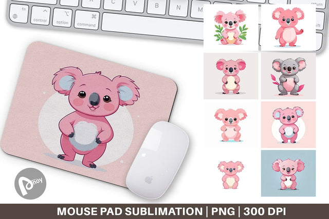 Mouse Pad Pink Koala Valentine Sublimation artnoy 