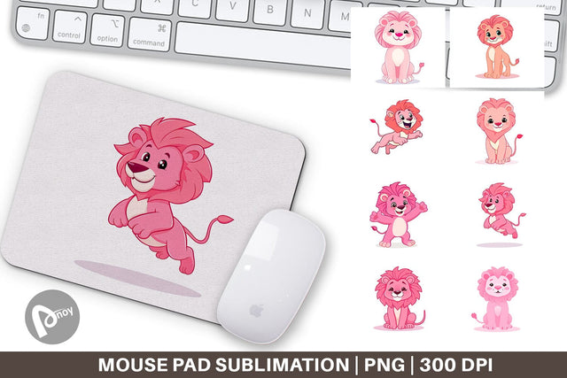 Mouse Pad Pink Lion Valentine Sublimation artnoy 